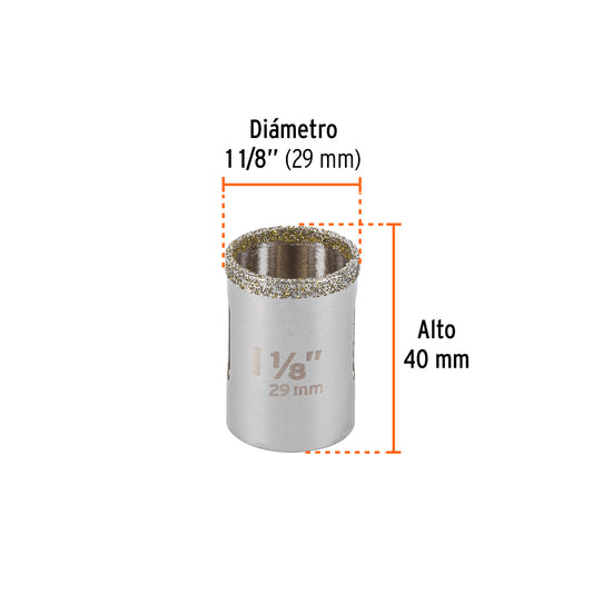 Brocasierra diamante 1-1/8' borde continuo, Truper Caja con 4, 17127