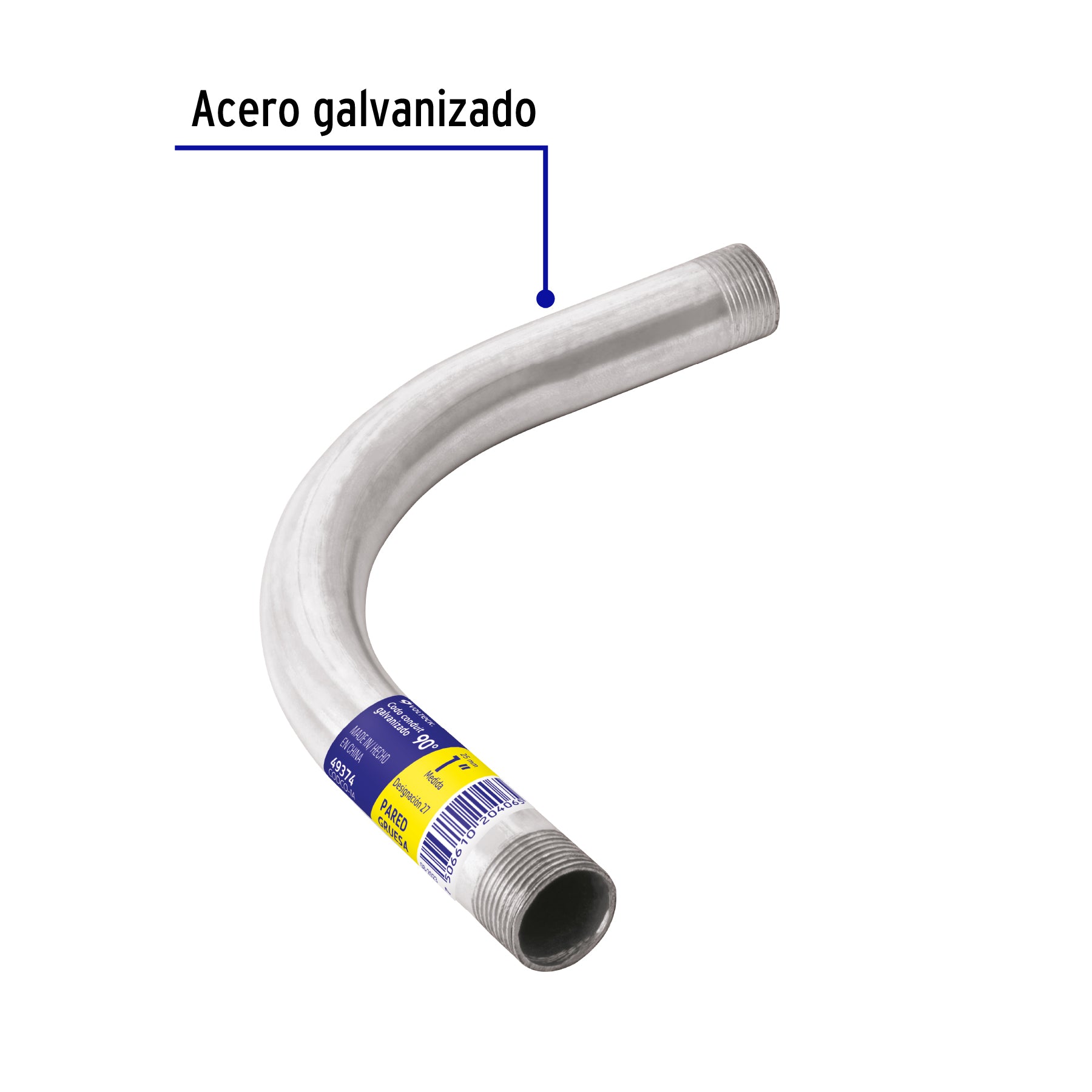 Codo Conduit 90° 1' pared gruesa (2.2 mm), et. amarilla, 49374