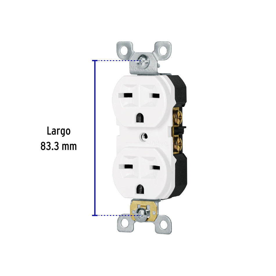 Contacto dúplex, cara de chino, Standard, blanco, Volteck Caja con 10, 47722