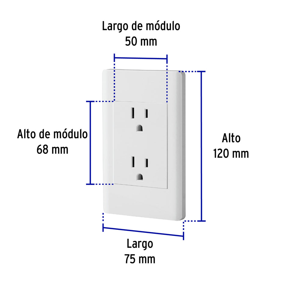 Placa armada blanca contacto dúplex 3 módulos, Lisboa Caja con 12, 47969