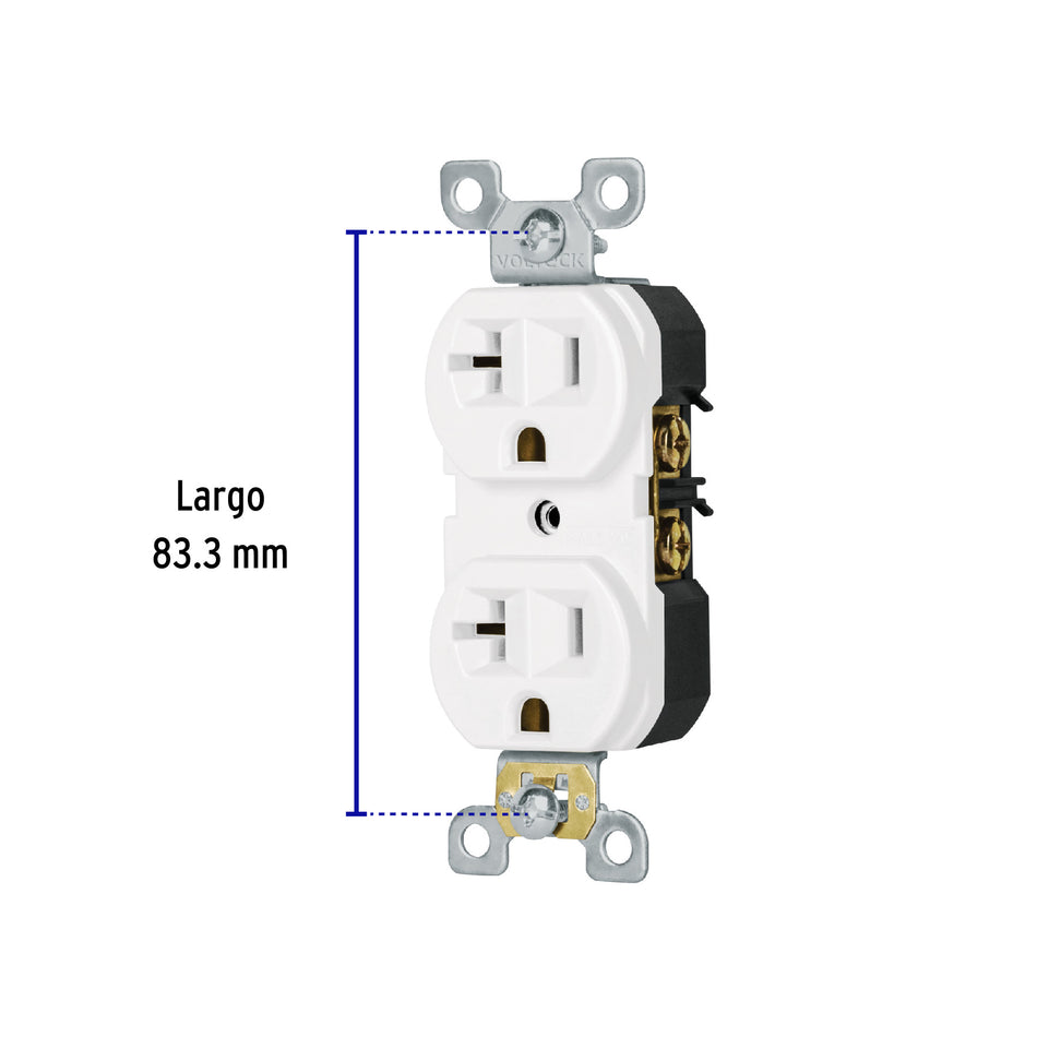 Contacto dúplex, 2 polos 3 hilos, 20 A, Standard, blanco Caja con 10, 47721