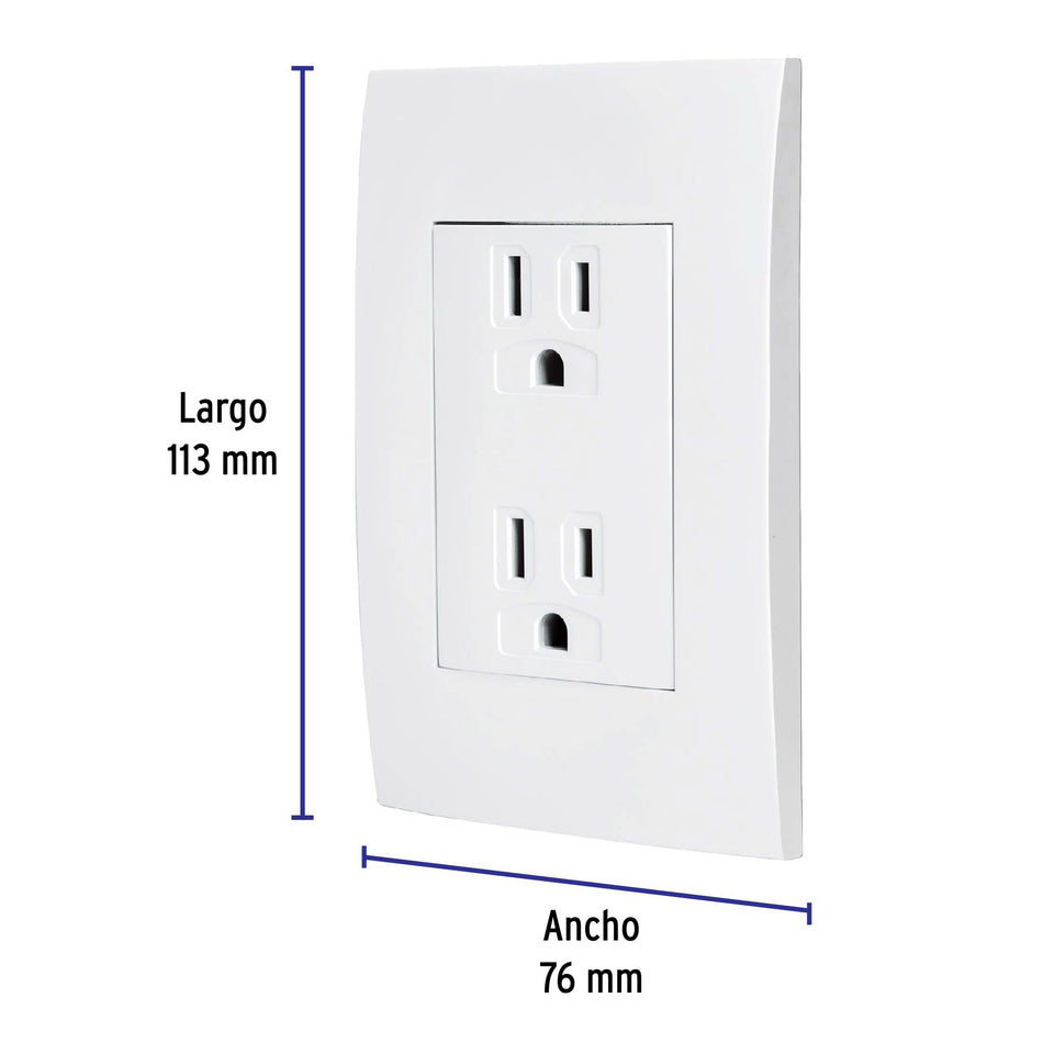 Contacto dúplex, 2 polos + tierra, línea Oslo, blanco Caja con 6, 48309