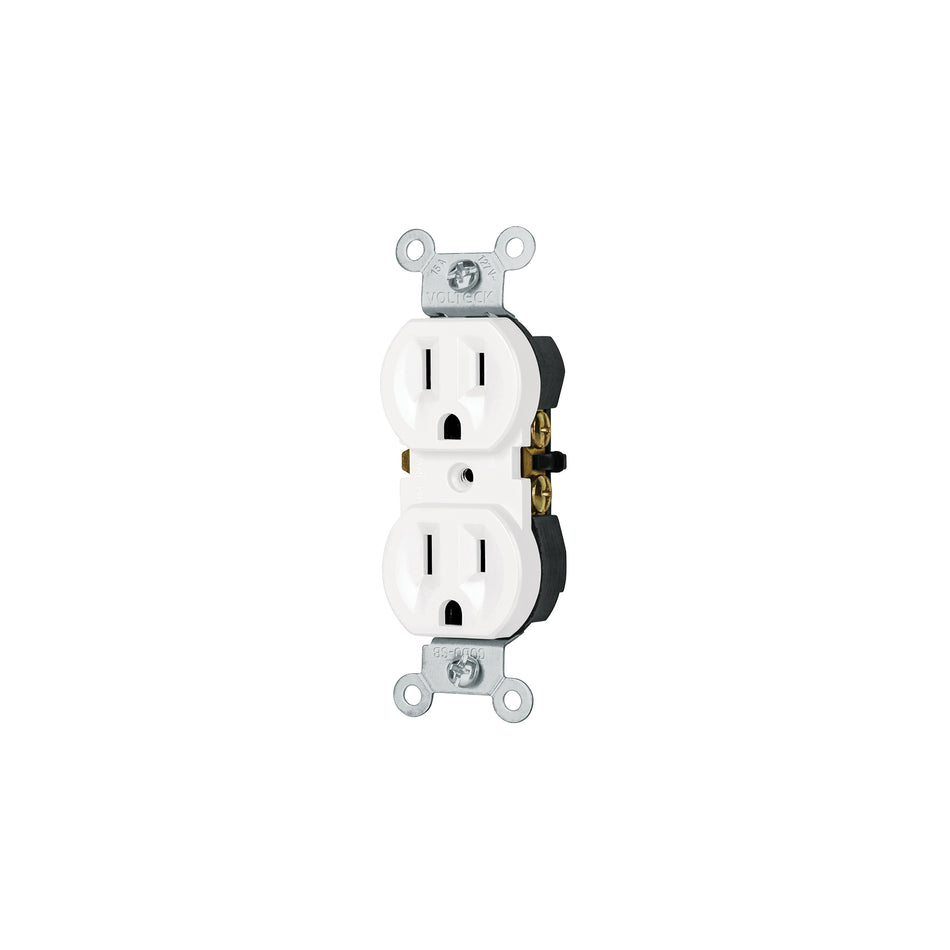 Contacto dúplex, 2 polos 3 hilos, Standard, blanco, Volteck Caja con 20, 49710
