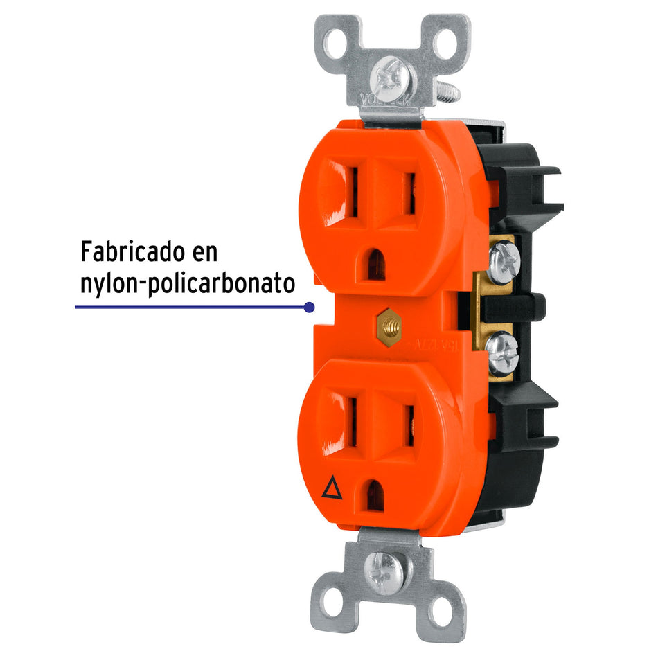 Contacto dúplex, tierra aislada, 15 A, línea standard Caja con 10, 46105
