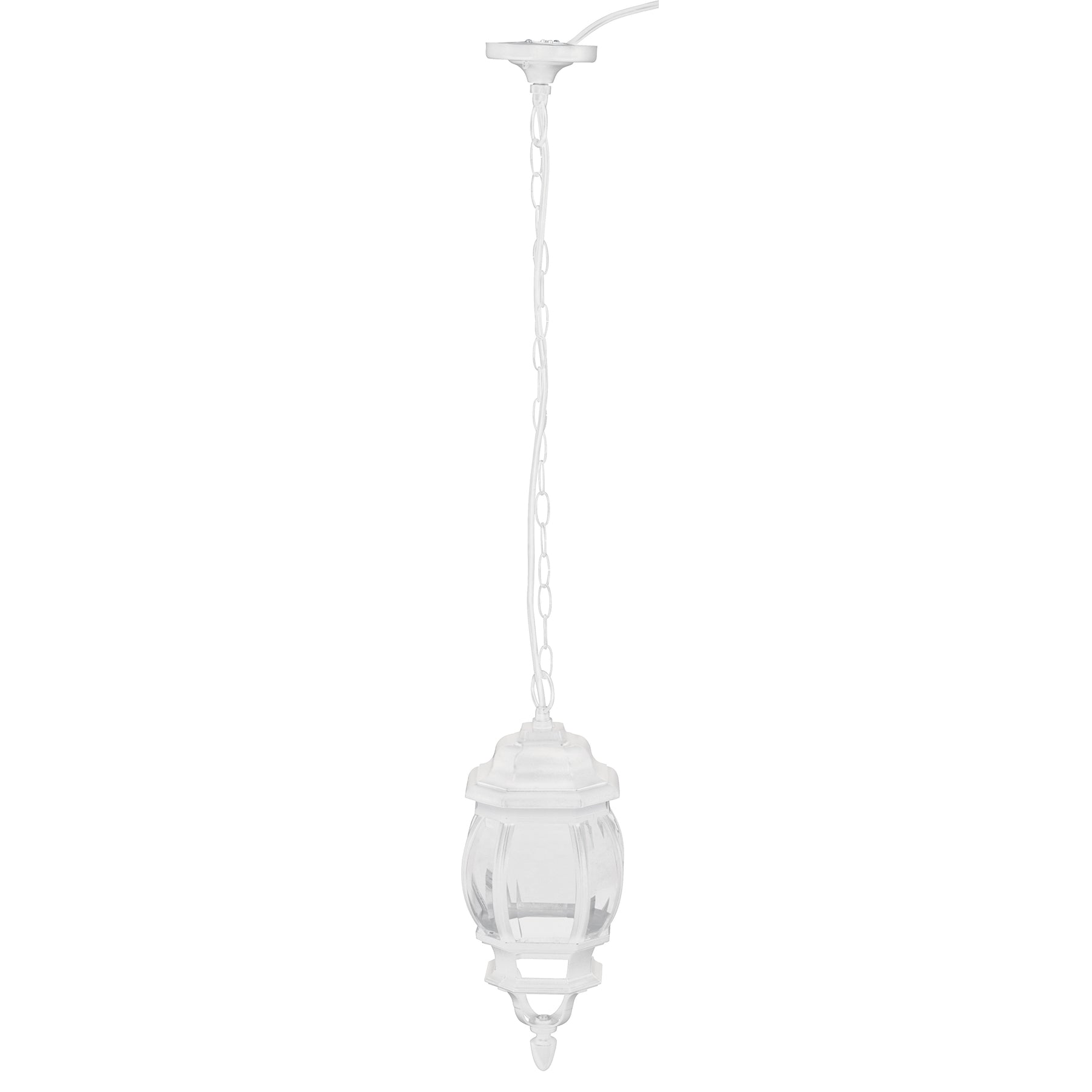 Arbotante tipo farol tradicional colgante p/exterior, blanco, 47296