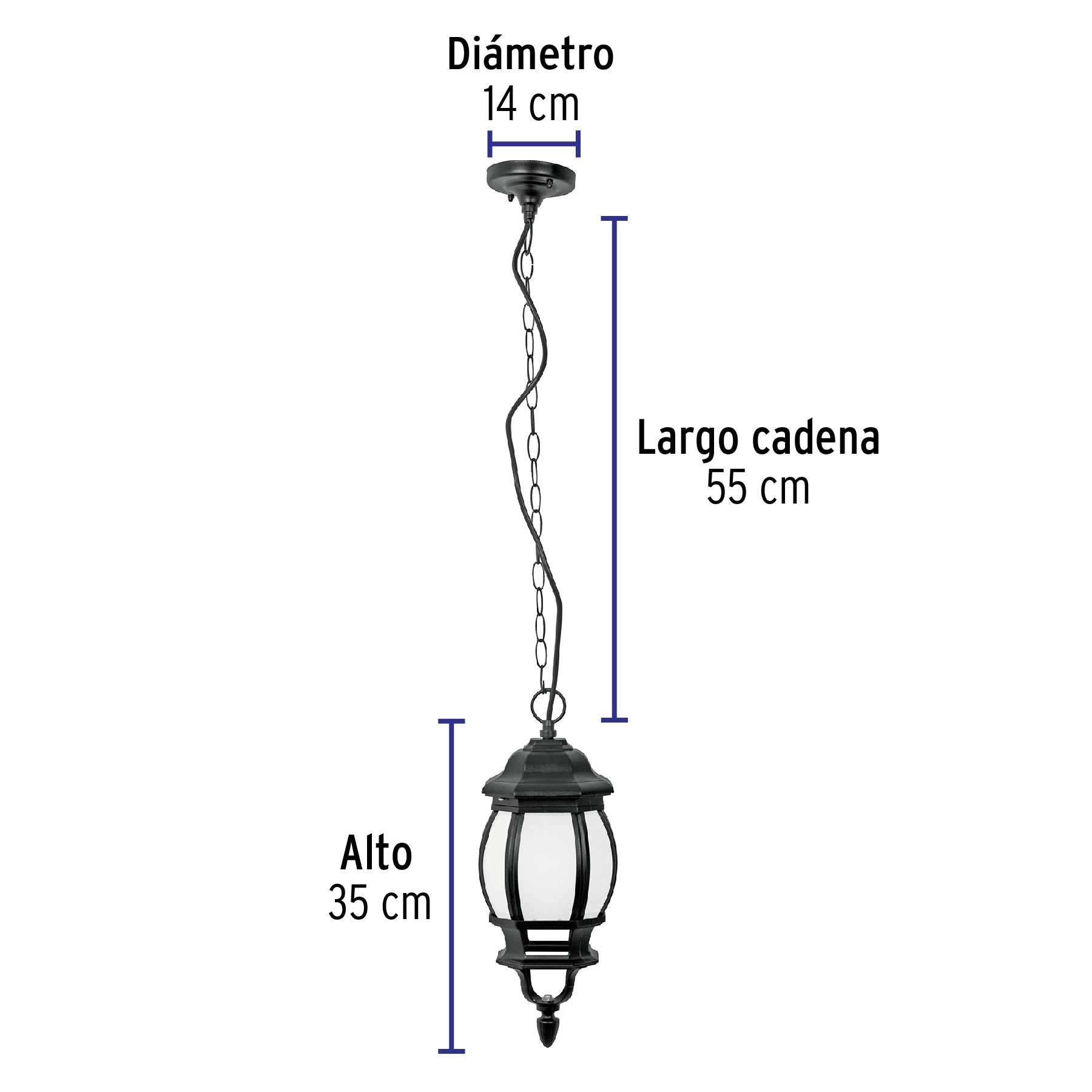 Arbotante de LED 8 W tipo farol colgante negro, Volteck, 46343