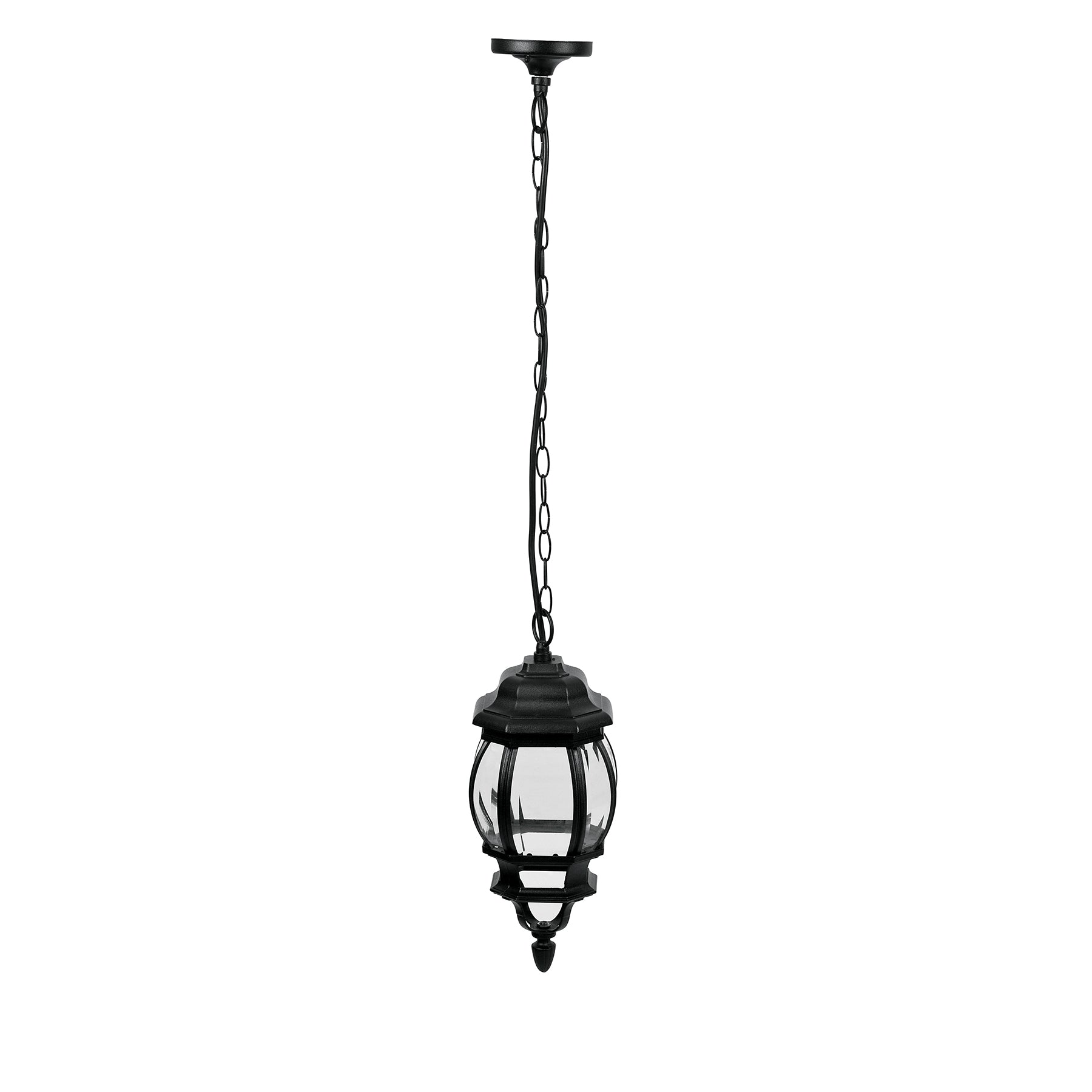 Arbotante tipo farol tradicional colgante p/exterior, negro, 47297