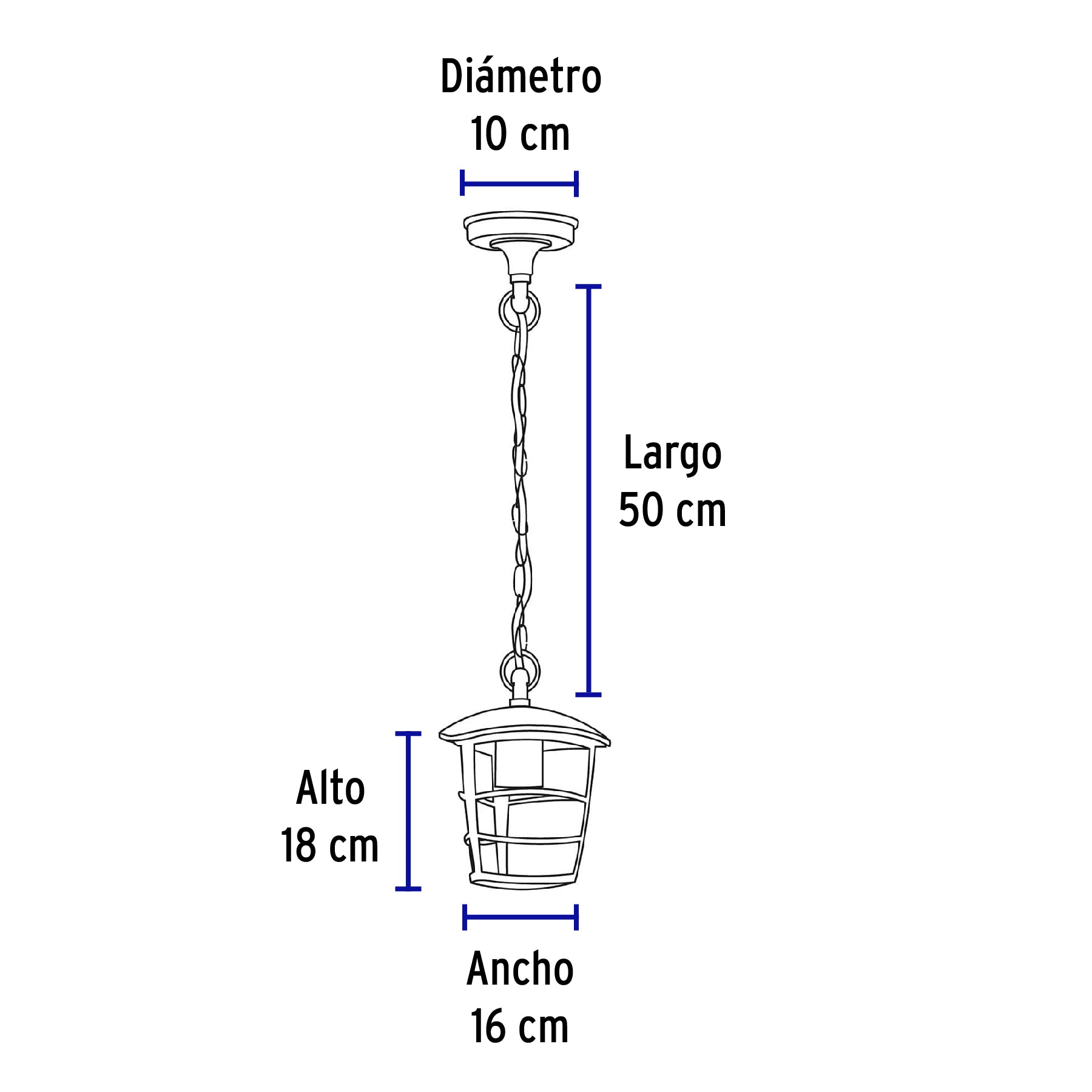 Arbotante tipo farol moderno colgante para exteriores, negro, 45094