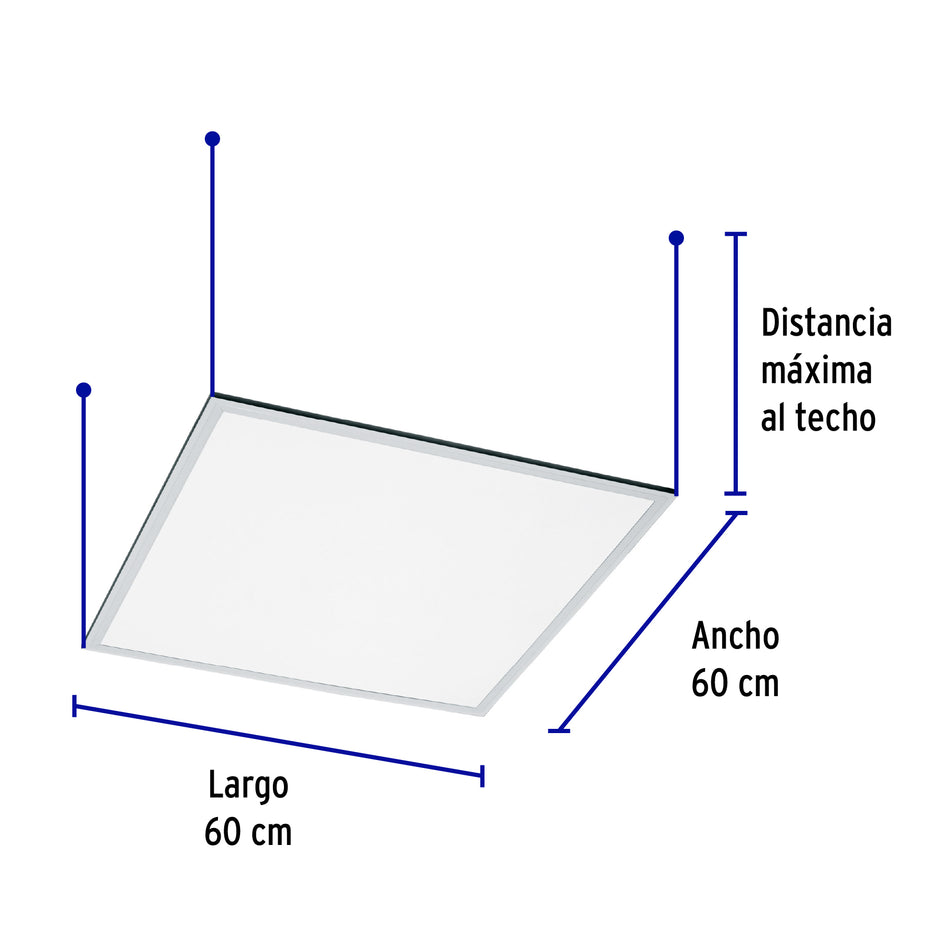 Panel delgado colgante de LED 45 W 60 x 60 cm luz neutra, 49724