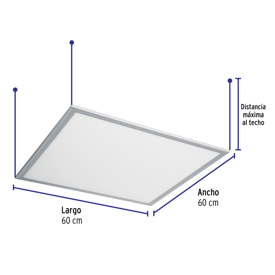 Panel delgado colgante de LED 45 W 60 x 60 cm luz de día, 48549