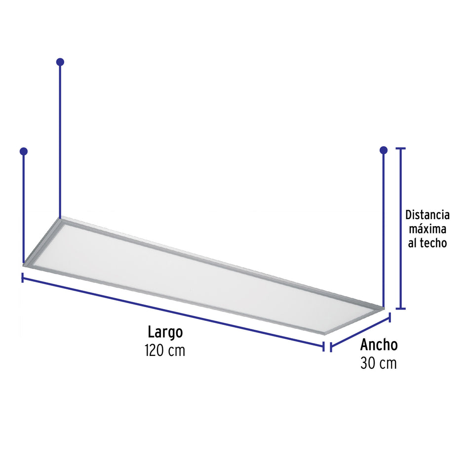 Panel delgado colgante de LED 45 W 30 x 120 cm luz de día, 48550