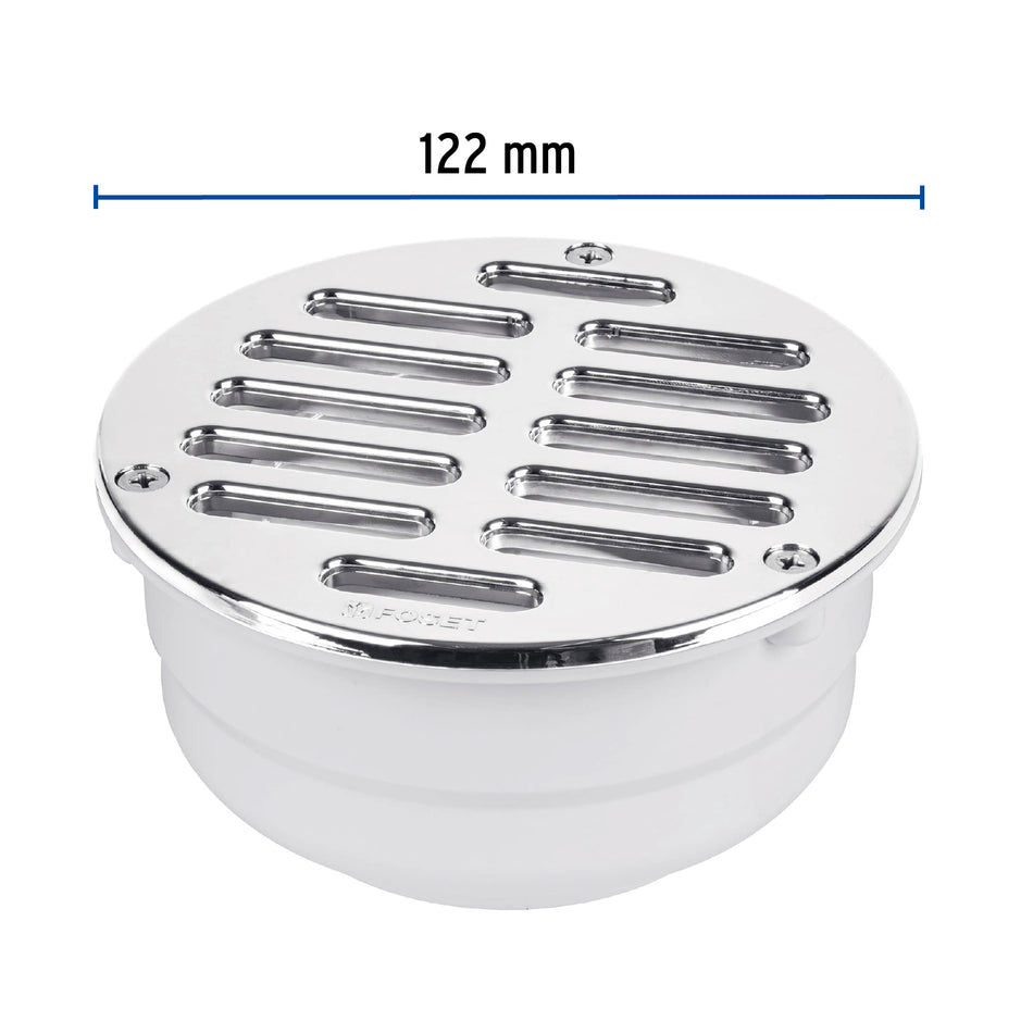 Coladera de ABS con rejilla cromada 5', con tornillos, Foset Caja con 4, 46023