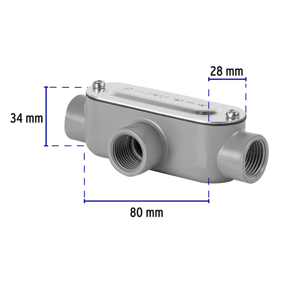 Condulet 1/2' conexión tipo T, Volteck Caja con 5, 46979