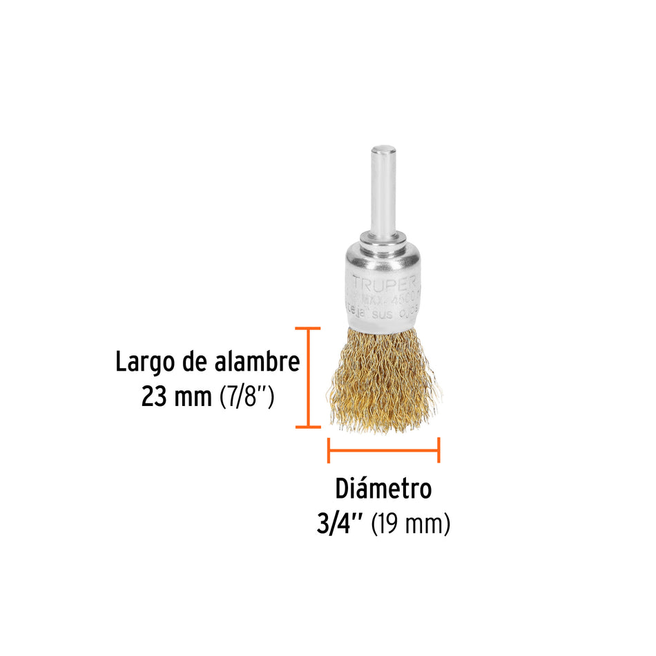 Carda de copa 3/4' alambre grueso para taladro, Truper Caja con 6, 11593