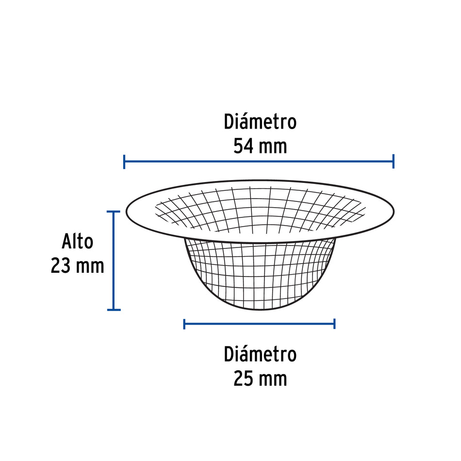 Canastilla malla 1/2' inox para lavabo, Foset Caja con 10, 45305