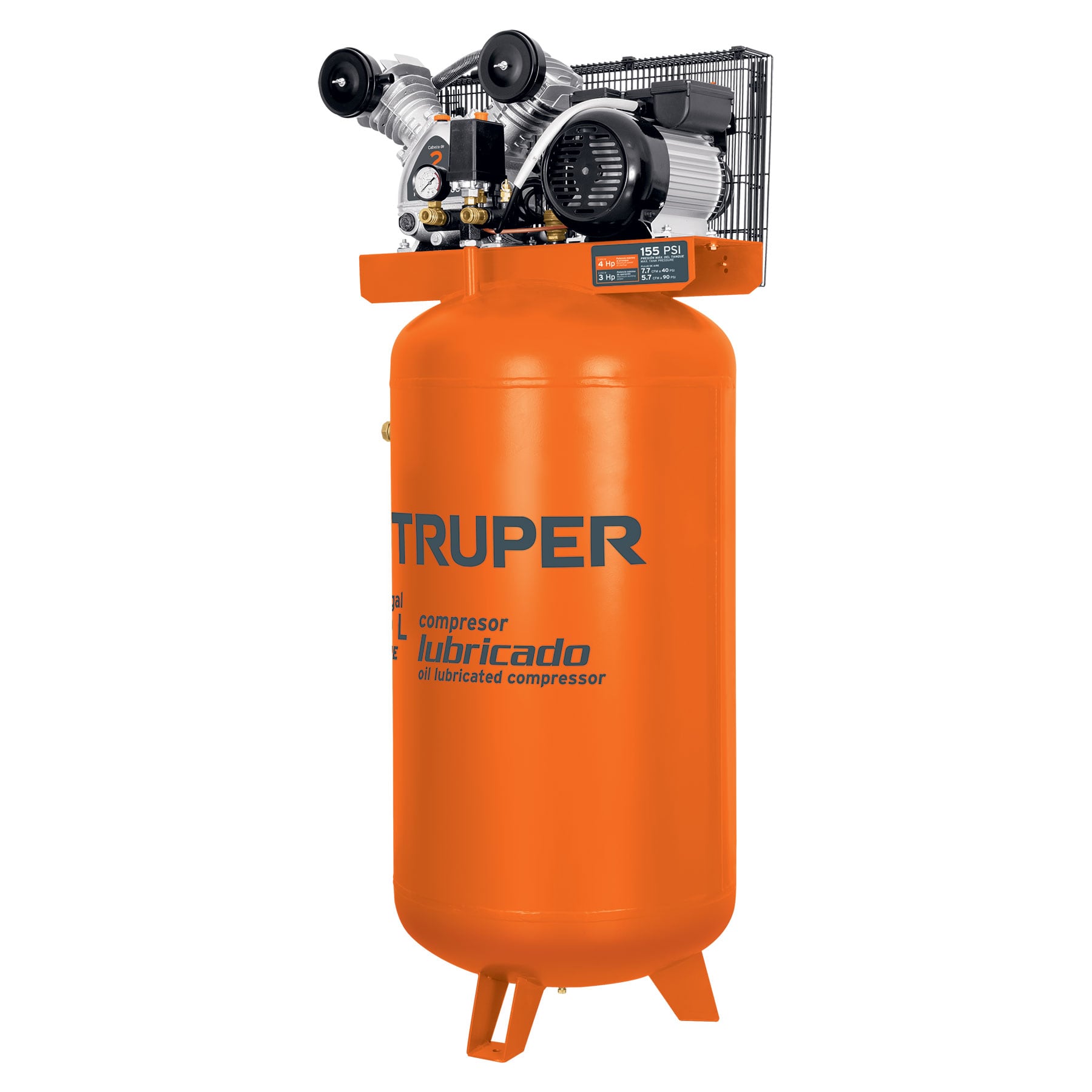 Compresor de aire, con banda, vertical 180L 4HP, 220V Truper, 15657