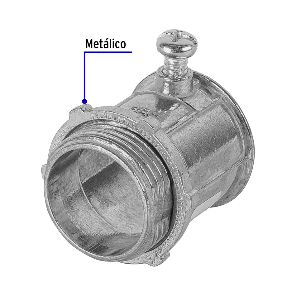 Conector conduit 3/4', Volteck Caja con 10, 46951
