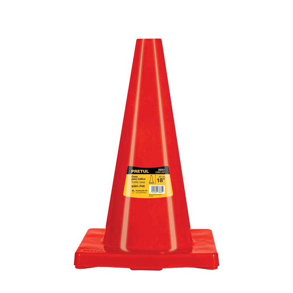 Cono de precaución de 45 cm de PVC, Pretul, 28251