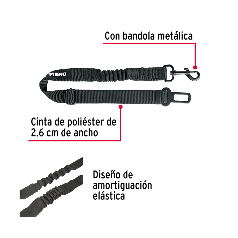 Correa de perro para cinturón de seguridad 90cm, Fiero Caja con 6, 46538