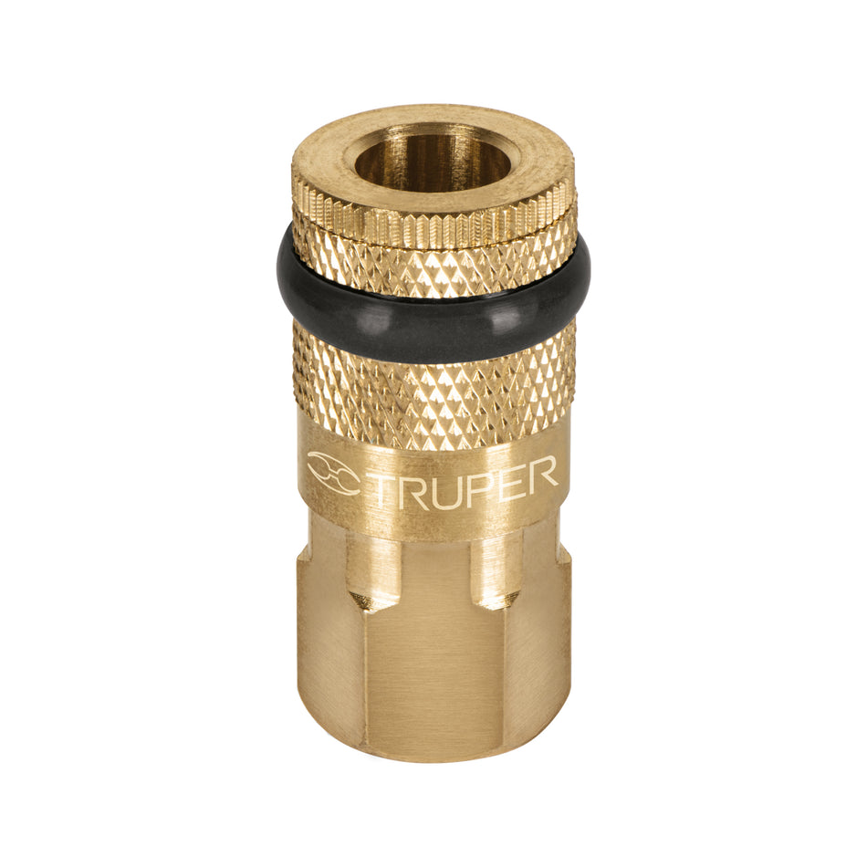 Cople de latón, cuerda 1/4 NPT, hembra, Truper Caja con 6, 19084