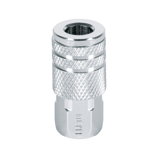 Cople acero, cuerda 1/4NPT, hembra, Pretul Caja con 6, 27028