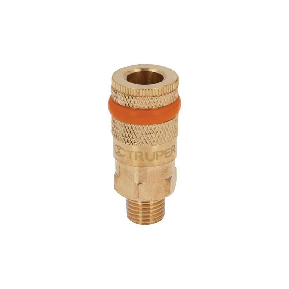 Cople de latón, cuerda 1/4 NPT, macho, Truper Caja con 6, 19085