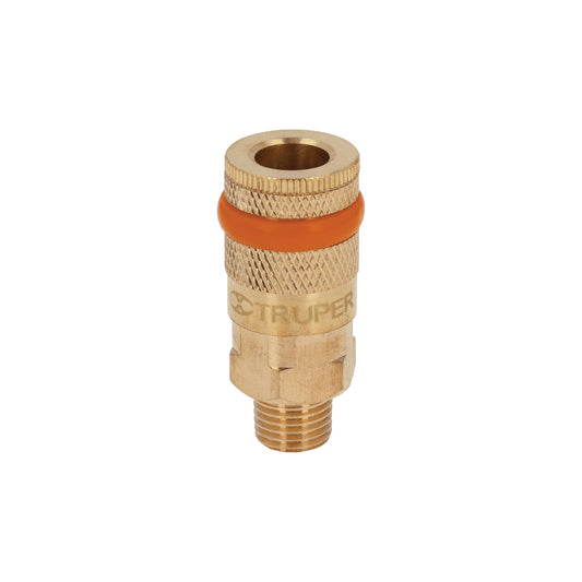 Cople de latón, cuerda 1/4 NPT, macho, Truper Caja con 6, 19085