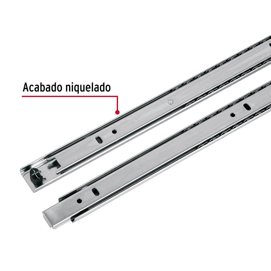 Bolsa con 2 correderas extensión 40 cm p/cajón, ancho 2.5 cm Caja con 4, 43279