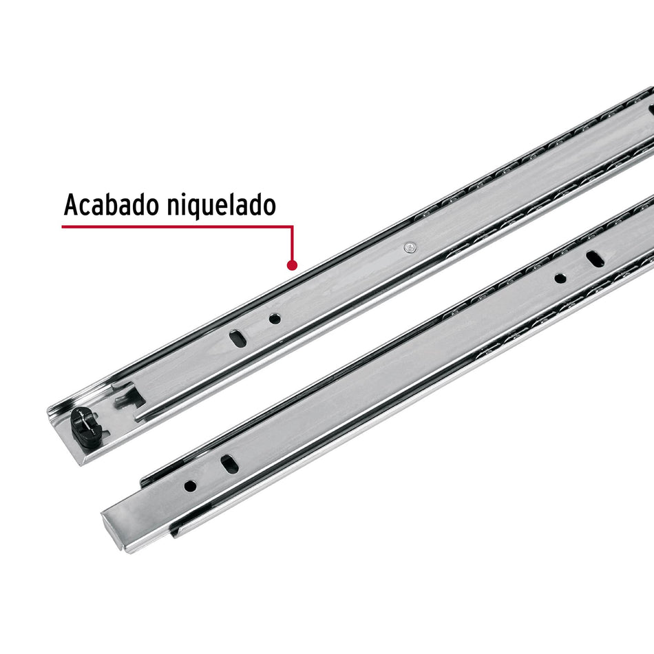 Bolsa con 2 correderas extensión 45 cm p/cajón, ancho 2.5 cm Caja con 4, 43280