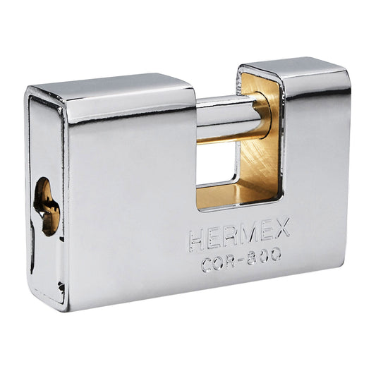 Candado antipalanca, 80mm, blindado, llave puntos, Hermex, 43352