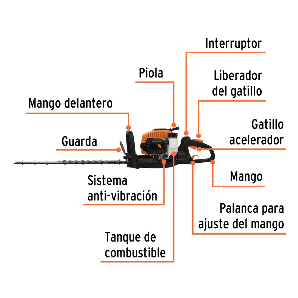Cortasetos con motor a gasolina 26 cc, profesional, Truper, 12251