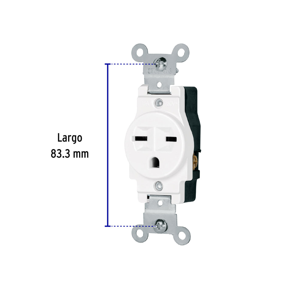 Contacto sencillo, cara de chino, Standard, blanco, Volteck Caja con 10, 47732