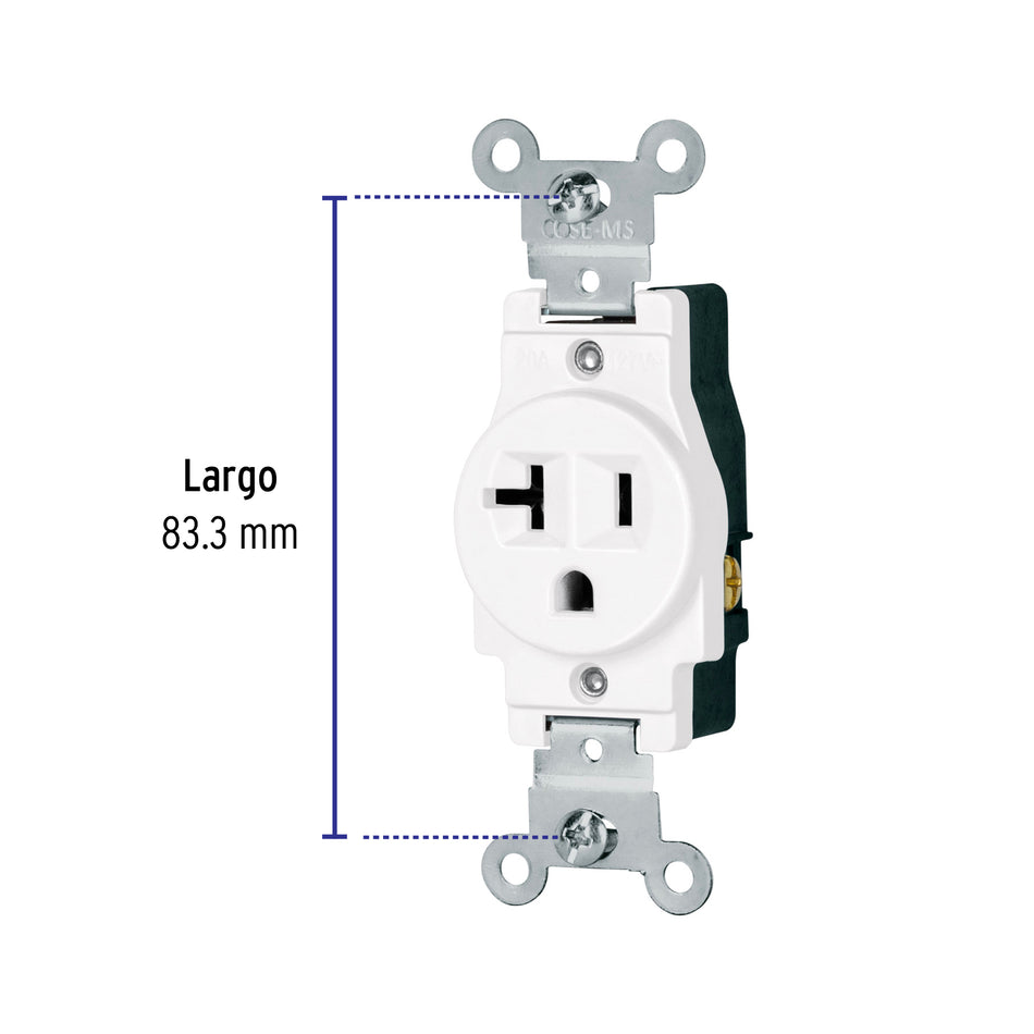 Contacto sencillo, 2 polos 3 hilos, 20 A, Standard, blanco Caja con 10, 47730