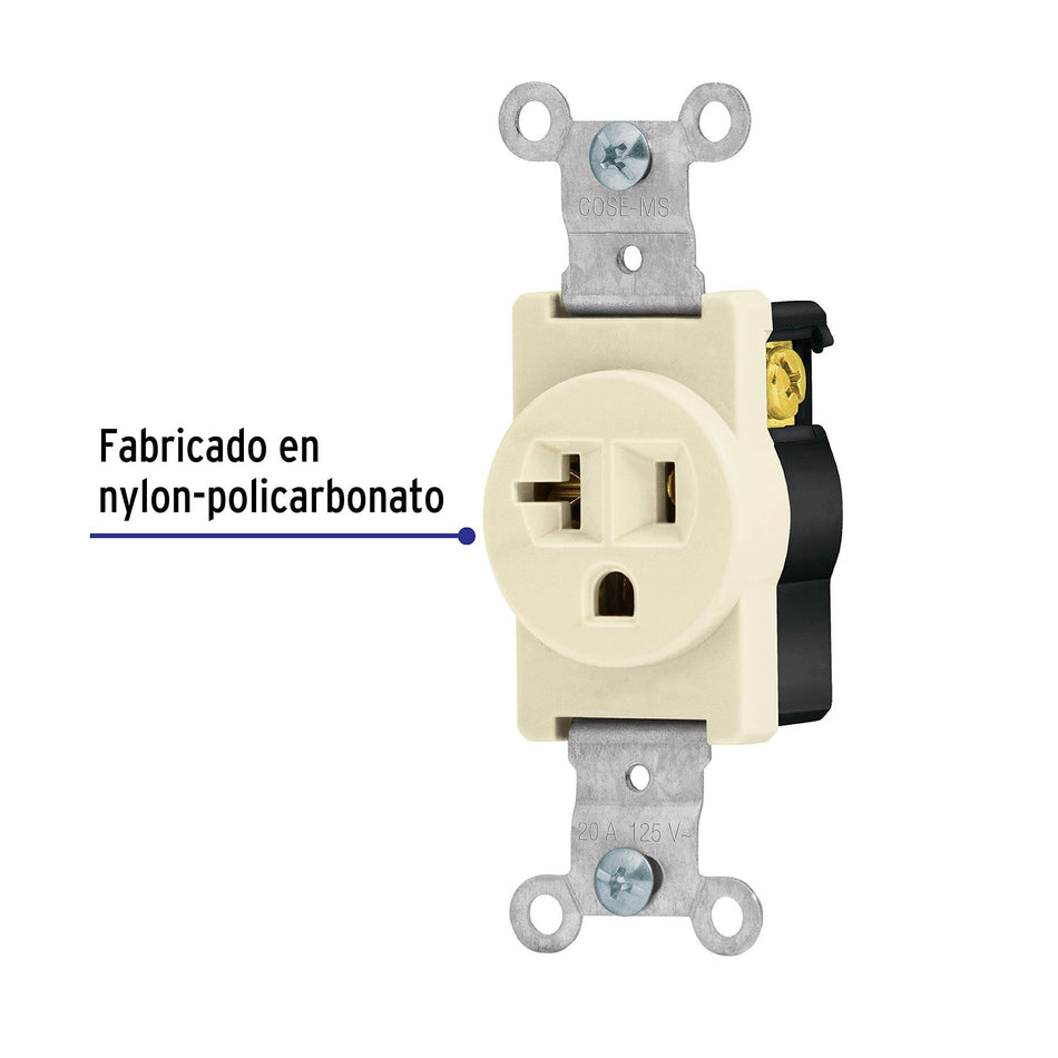 Contacto sencillo, 2 polos 3 hilos, 20 A, Standard, marfil Caja con 10, 46101