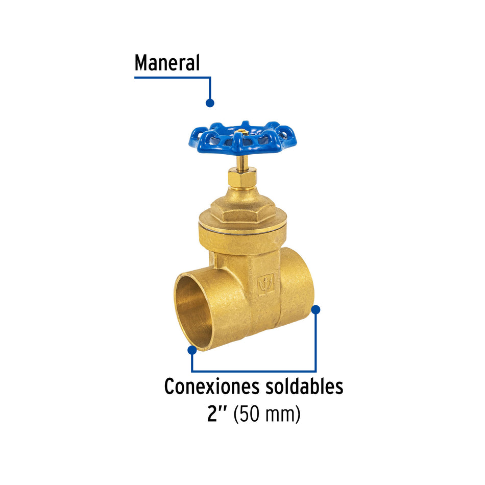 Válvula de compuerta de latón soldable de 2', Foset, 49028