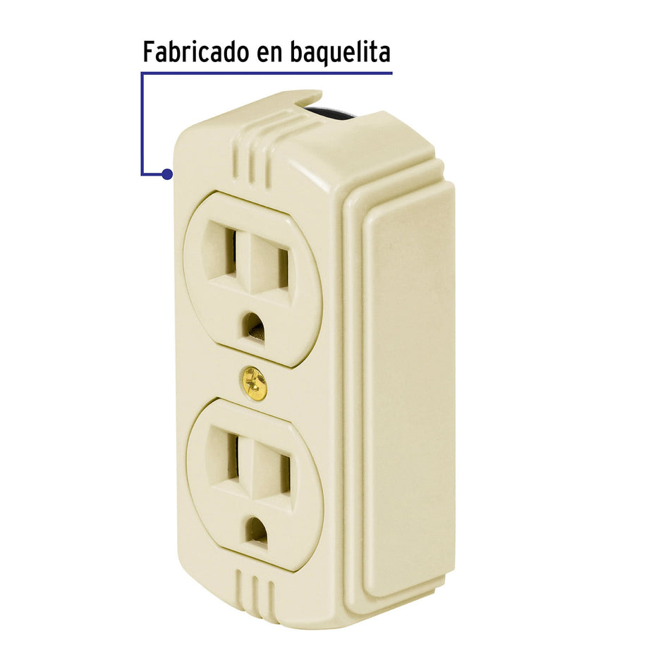 Contacto de sobreponer dúplex, 2 polos+ tierra, baquelita Caja con 10, 46103