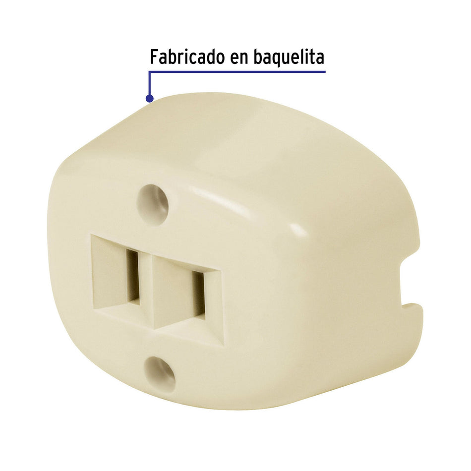 Contacto de sobreponer sencillo sin tierra, Volteck Caja con 10, 46108