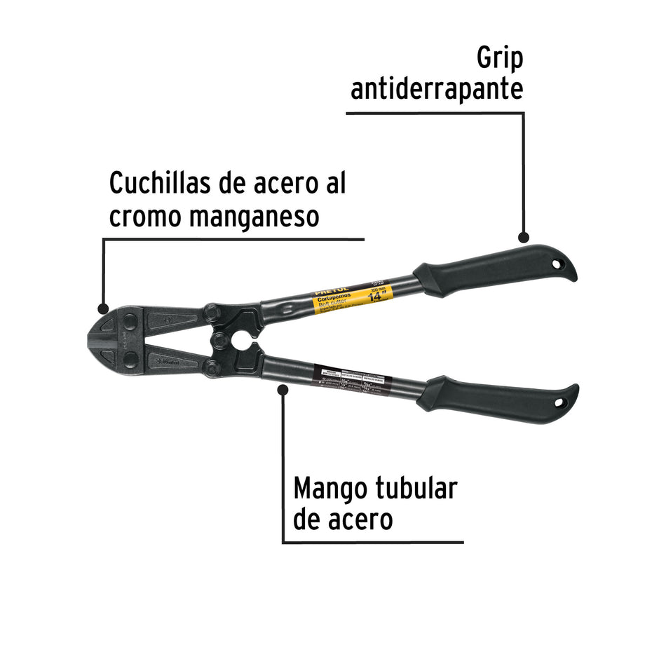 Cortapernos 14', mango tubular, PRETUL Caja con 2, 20945