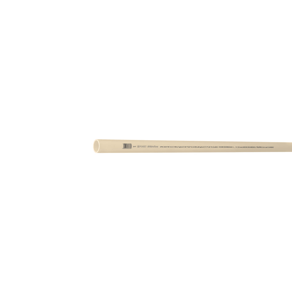 Tubo de 3/4' de CPVC hidráulico RD 13.5 de 3 m, Foset Caja con 10, 45043