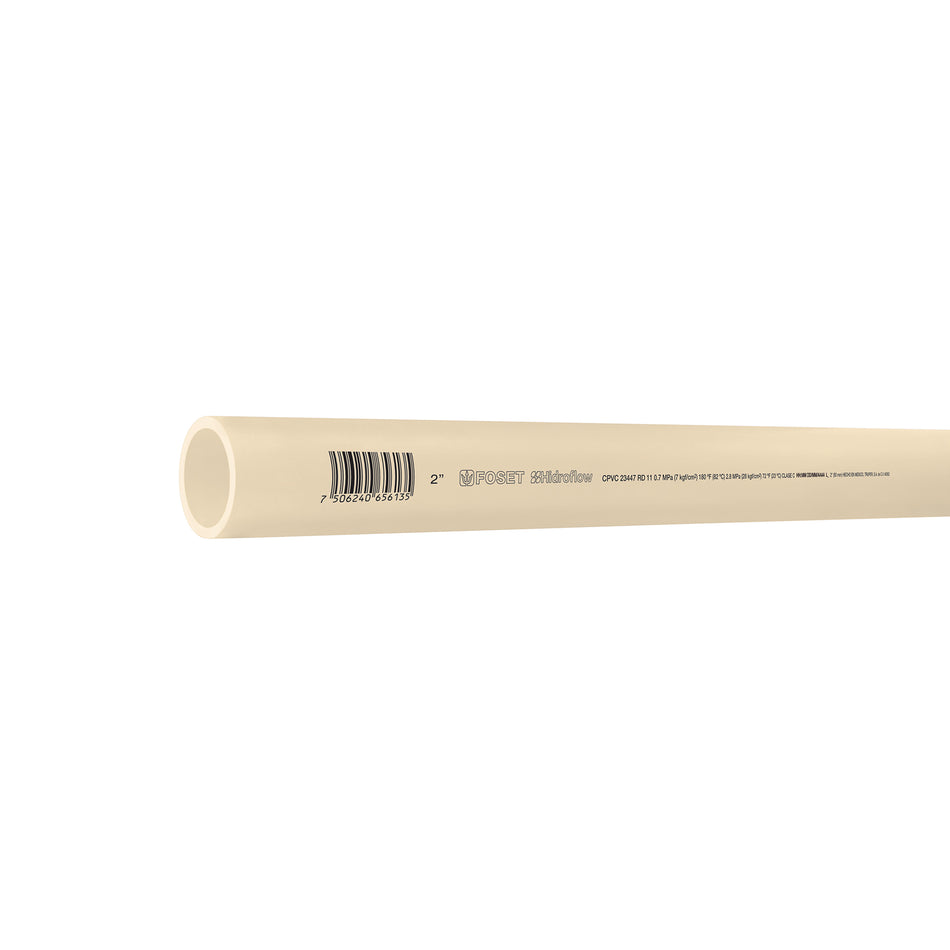 Tubo de 2' de CPVC hidráulico RD 11 de 3 m, Foset Caja con 5, 45562