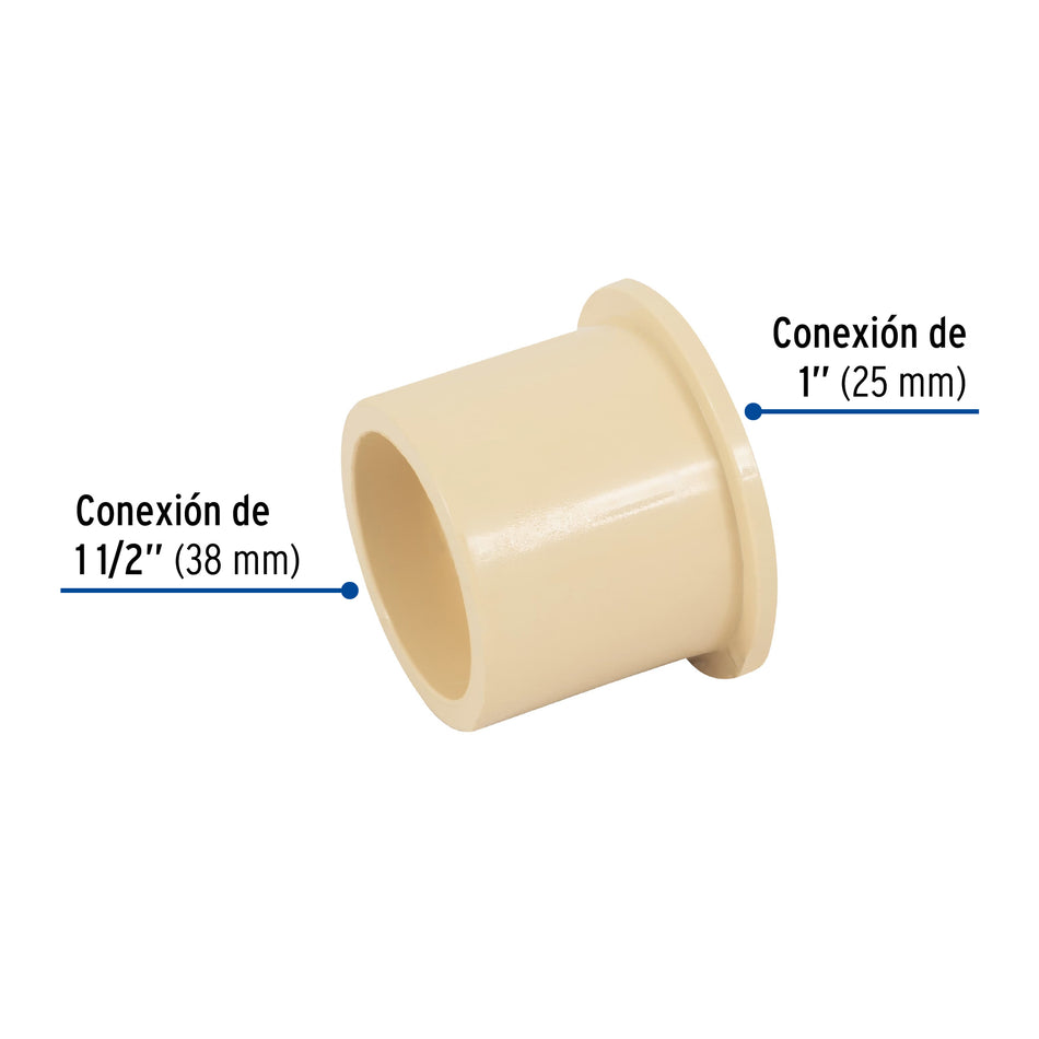 Reducción bushing CPVC 1-1/2' x 1', Foset Caja con 4, 48943