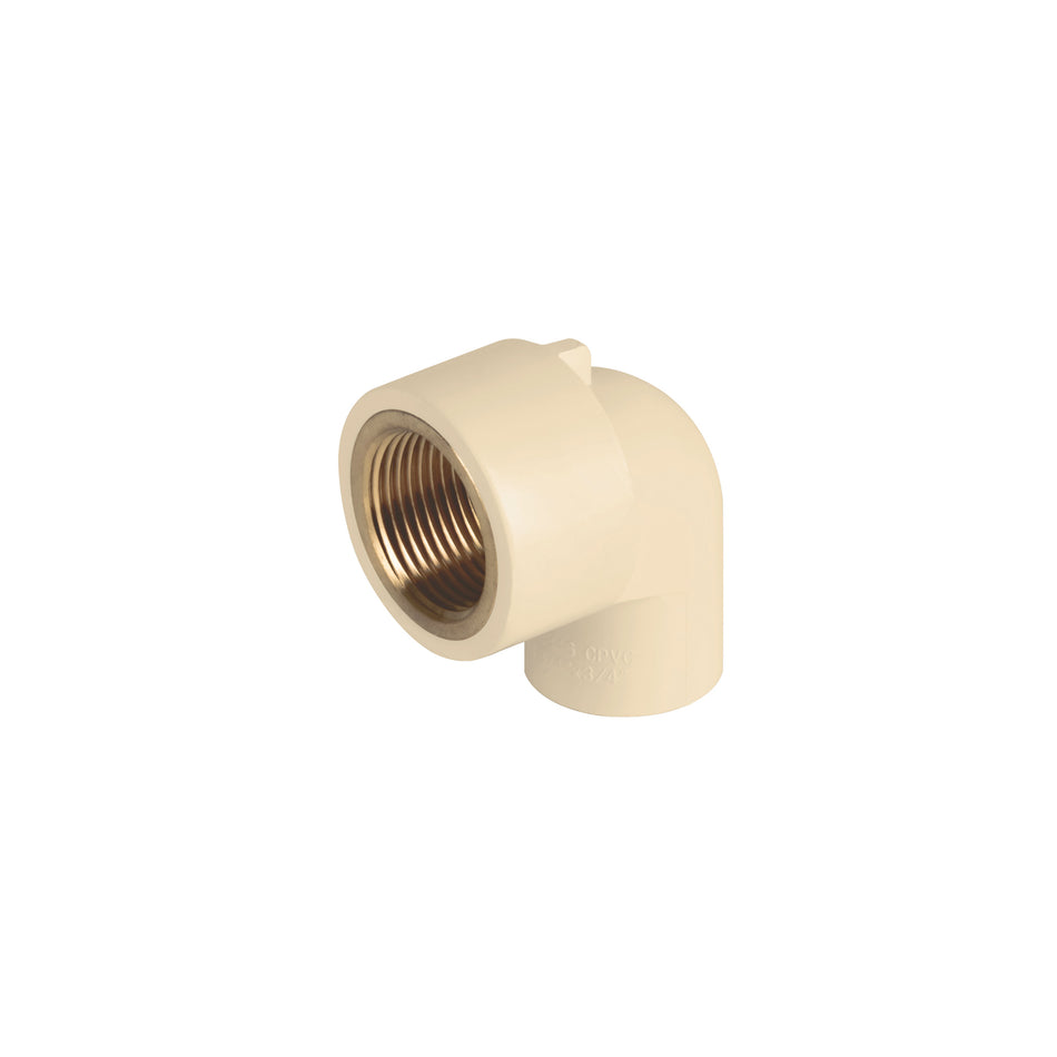 Codo 90° de CPVC con inserto latón 3/4', Foset Caja con 10, 48910