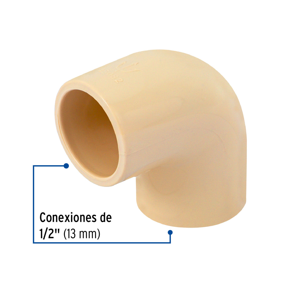 Codo 90° de CPVC de 1/2', Foset Caja con 80, 45082