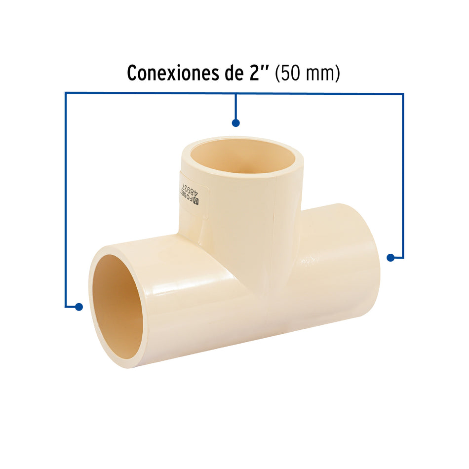 Tee sencilla de CPVC 2', Foset Caja con 4, 48937