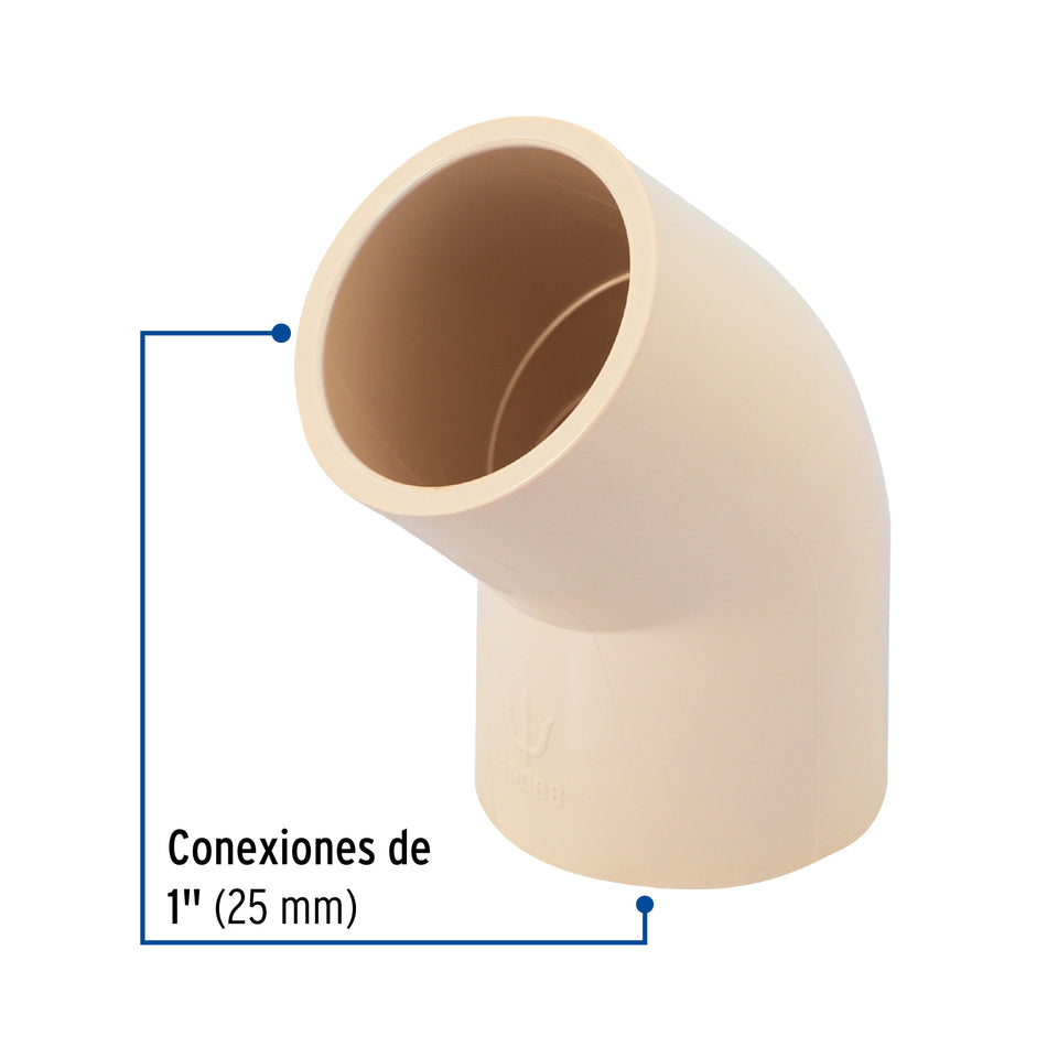 Codo 45° de CPVC de 1', Foset Caja con 20, 45088