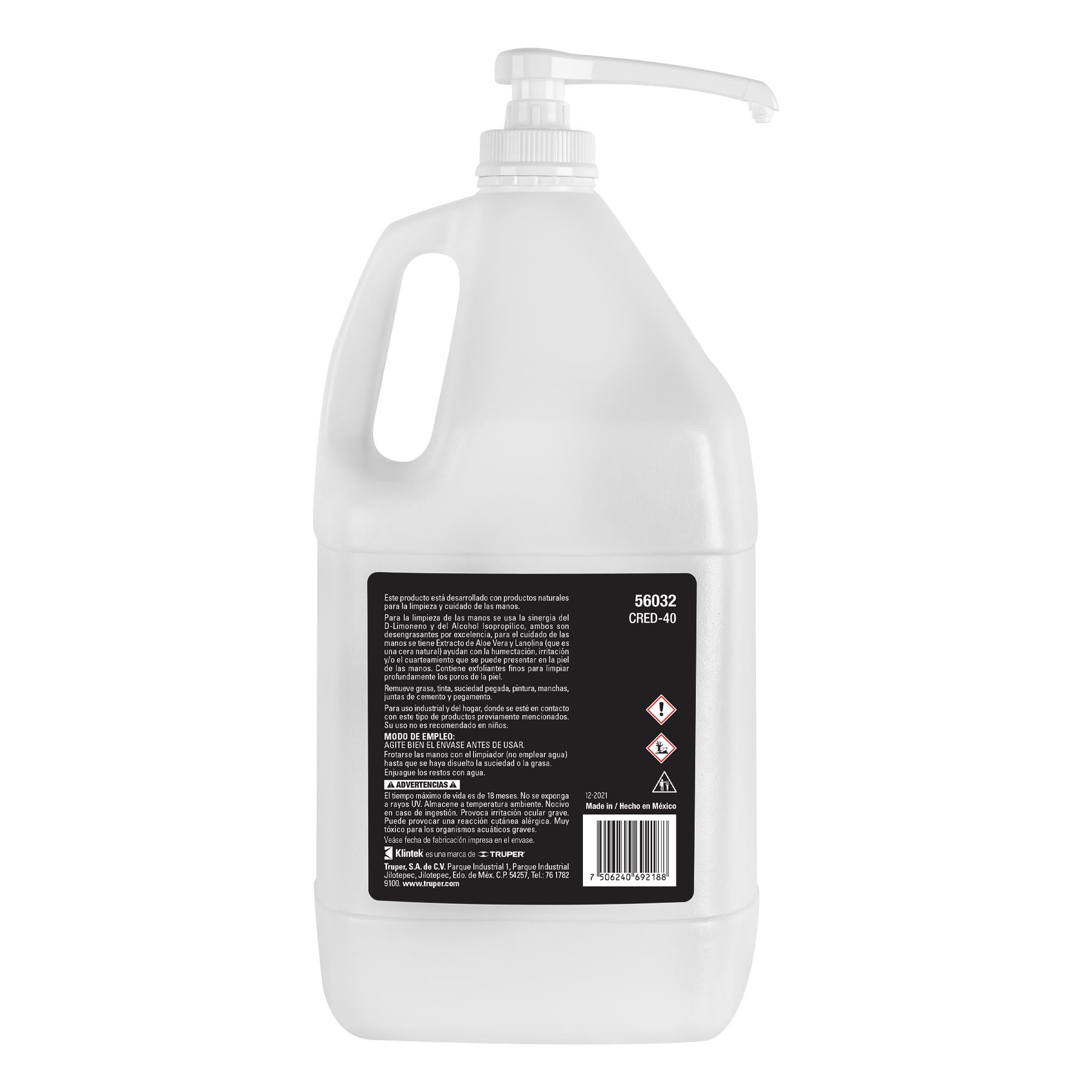 Crema limpiadora y desengrasante para manos, 1 gal, Klintek, 56032