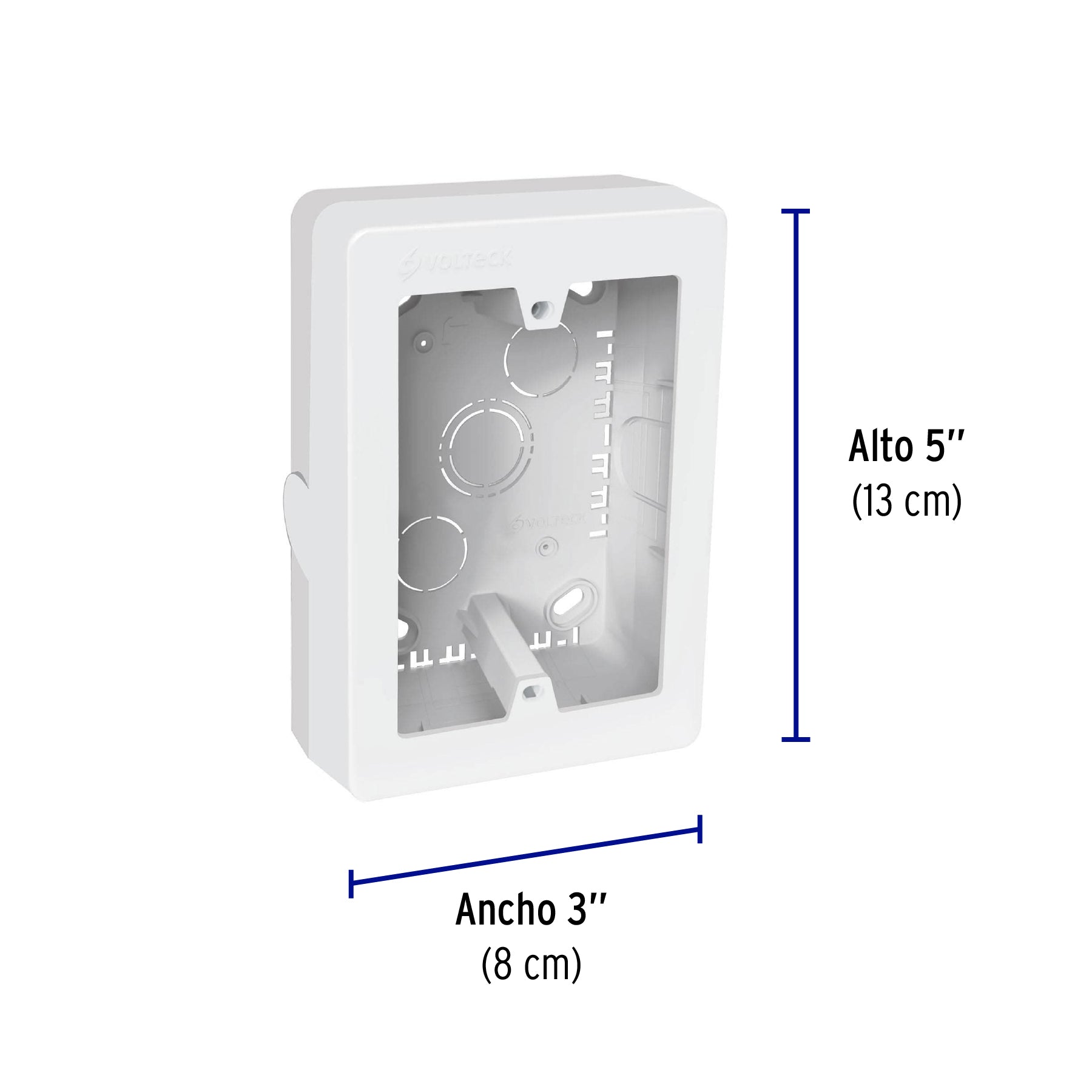 Caja de contactos para canaleta 3' x 5', blanca, Volteck, 40141