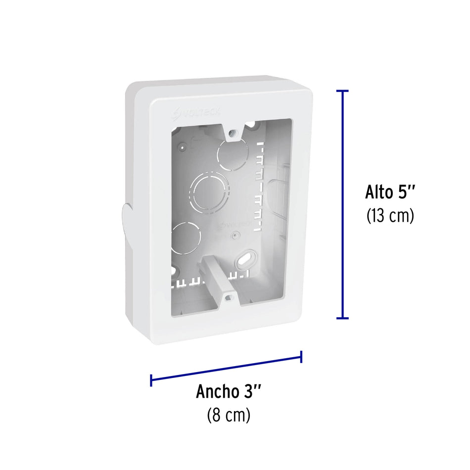 Caja de contactos para canaleta 3' x 5', blanca, Volteck Caja con 12, 40141