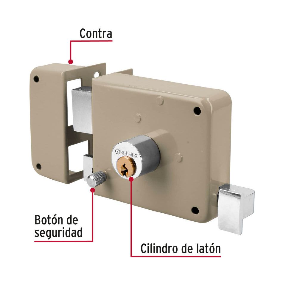 Cerradura sobreponer izq clásica, llave tradicional, blíster Caja con 3, 43582