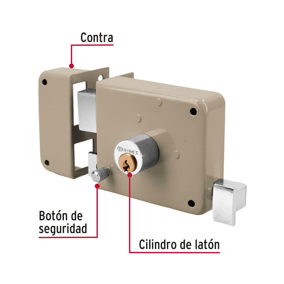Cerradura sobreponer izq clásica, llave tradicional, caja Caja con 3, 43573